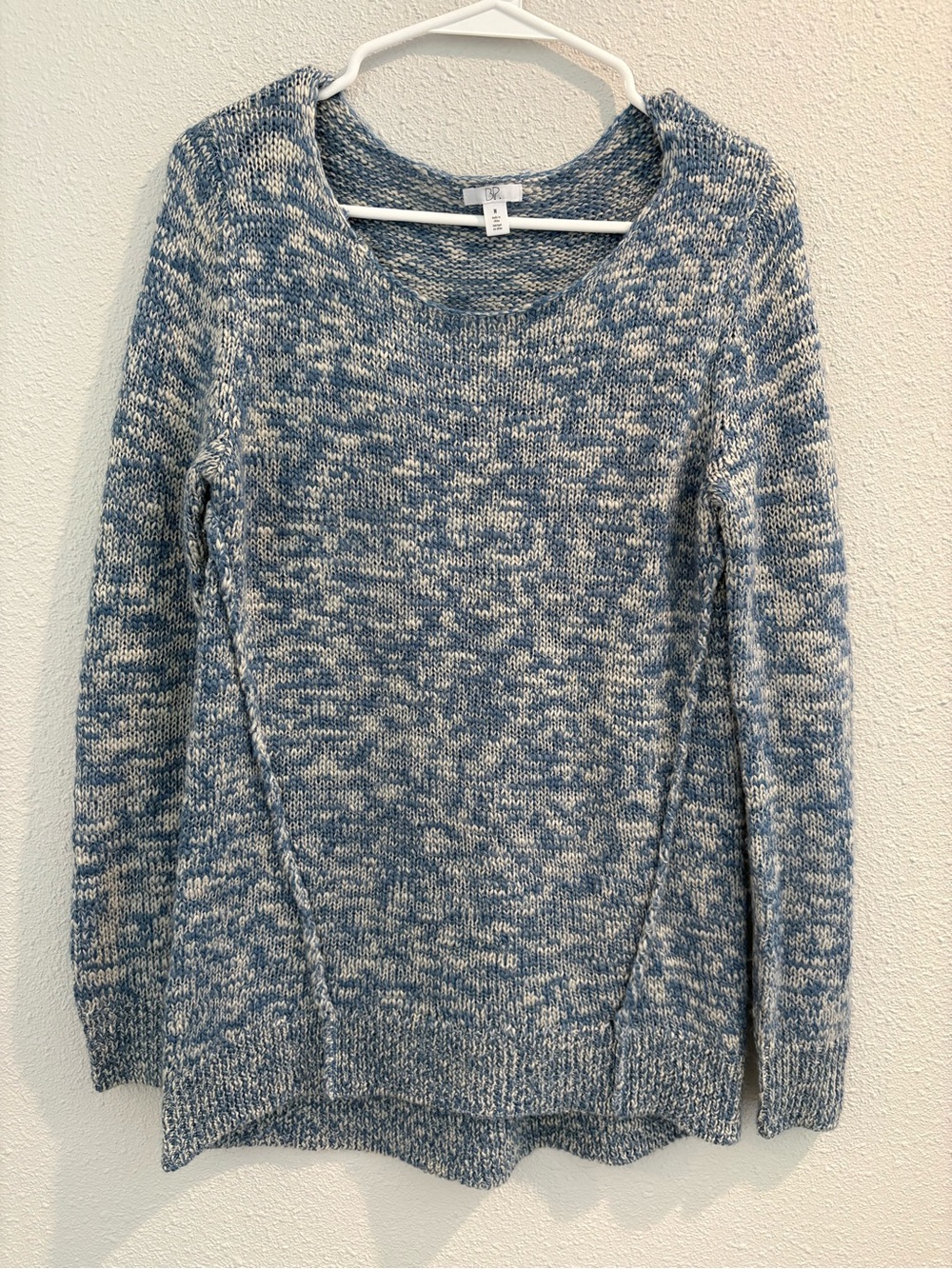 bp Marled Blue and Cream Scoop Neck Sweater Wool Blend (size M)